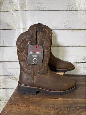 Wolverine Mens Rancher Square Steel Toe Wellington Work Boots Leather Sz 7M NWT